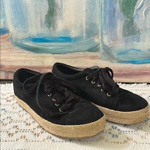 Bonnibel Black Espadrille Shoes with Lace-Up Design size 7 1/2